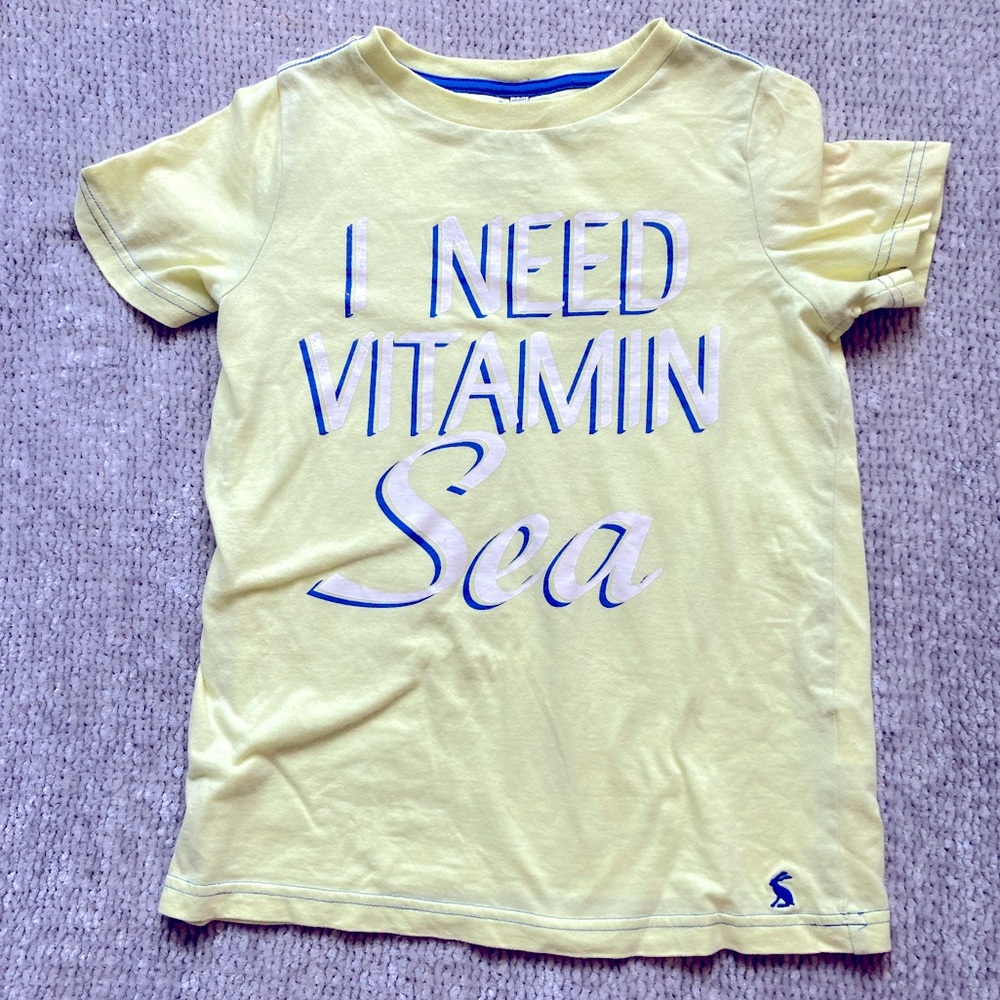 Joules Coastal Ocean Nautical Tee Shirt 7-8 Years Yellow Summer Spring Casual